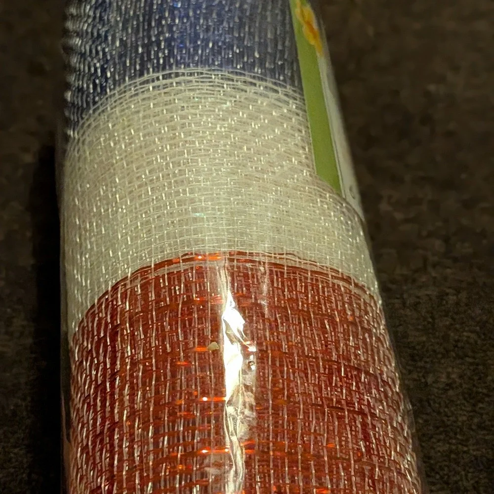 Floral Garden Patriotic Red White Blue Decorative Mesh 6in x 5yd 219991-1701 NEW